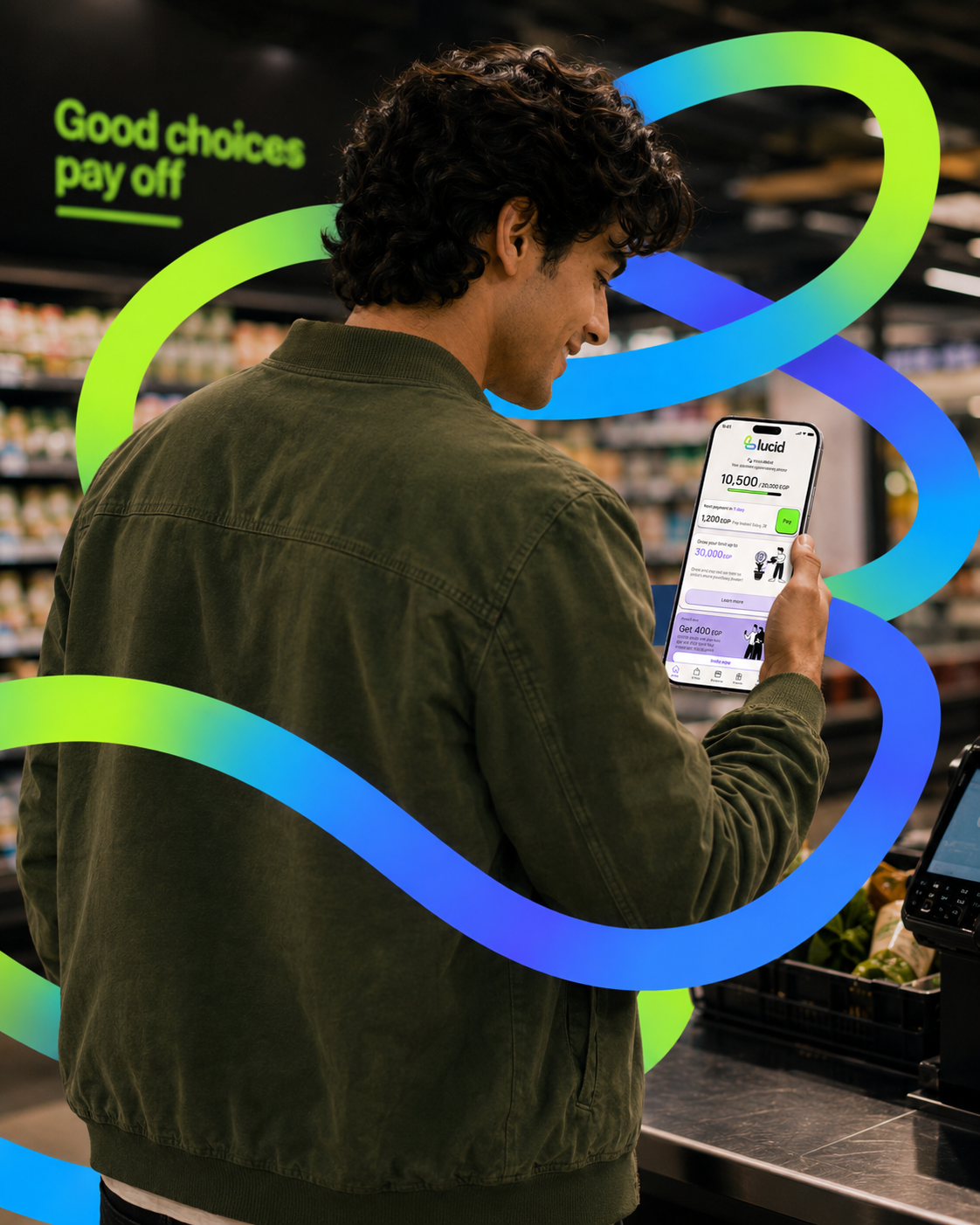 A shopper using the Lucid app in a store