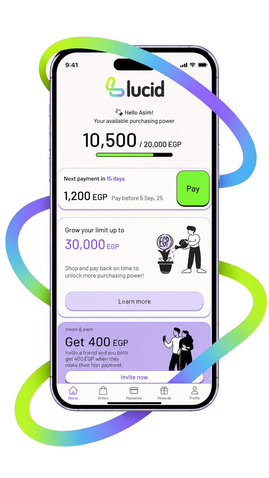 Lucid app shown on a mobile phone